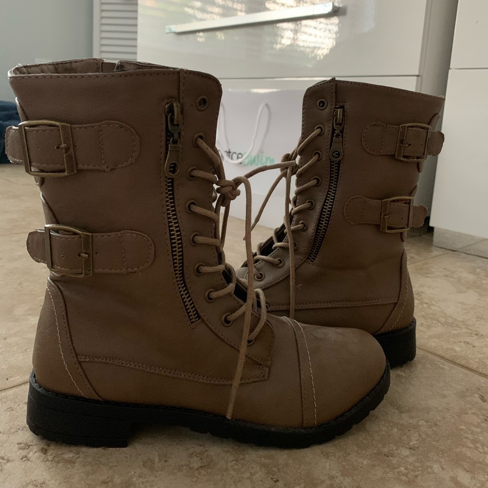 light brown edgy combat boots